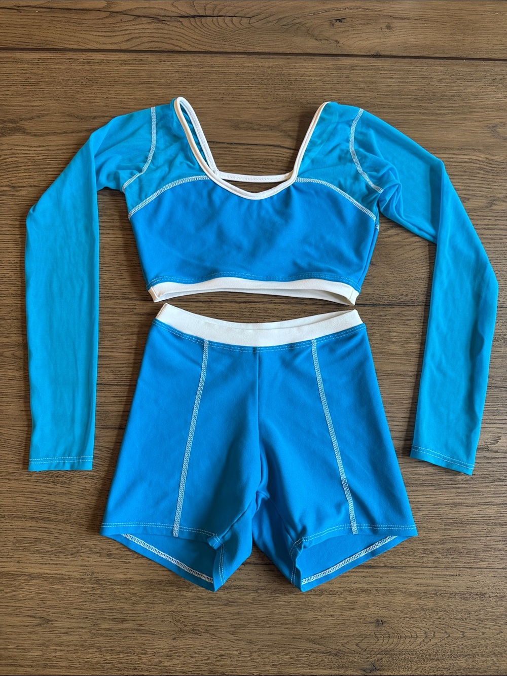 Bright Blue Dance Two-Piece Set with White Trim